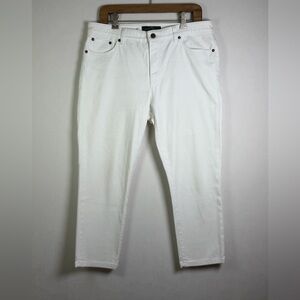 LRL Lauren Jeans Co Women’s White Classic Straight Cropped Coastal Jeans Size 12